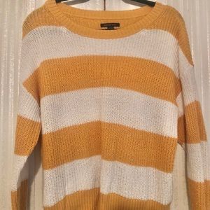 American Eagle Striped Yellow Sweater